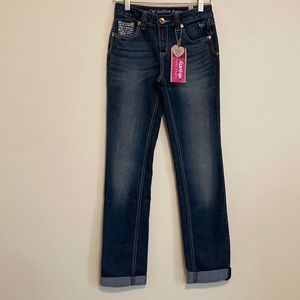 NWT girls size 12 12R Simply Low Skinny boyfriend blue jeans cuffed